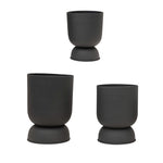 Textured Metal Footed Planters - Black