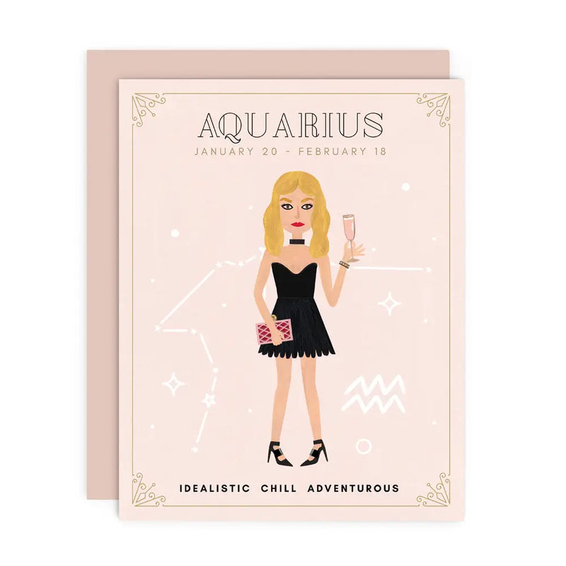 Aquarius Zodiac Babe Card