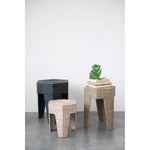 Hand-Woven Water Hyacinth and Rattan Stool and Nesting Tables