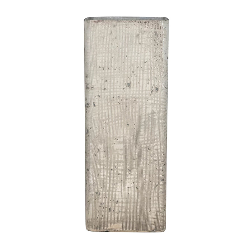 Mercury Glass Vase with Crosshatch Texture, Silver Finish